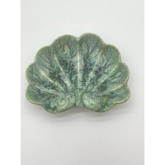 VINTAGE CERAMIC SHELL DISH in Blue/Green glaze - Picture 7 of 8